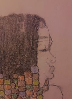 a drawing of a woman with dreadlocks on her head