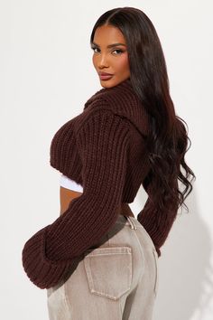 Available In Grey, Chocolate, And Black. Cardigan Sweater Long Sleeve Cuff Sleeve Detail Collar Hook And Eye Front Closure Chunky Knit Cropped Self: 100% Acrylic Imported | Downtown Chunky Knit Cropped Cardigan in Chocolate Brown size Medium by Fashion Nova Trendy Ribbed Brown Outerwear, Trendy Brown Ribbed Outerwear, Trendy Knitted Cropped Sweater In Acrylic, Trendy Knitted Cropped Acrylic Sweater, Trendy Soft Knit Cropped Sweater For Winter, Trendy Winter Cropped Sweater In Chunky Knit, Trendy Chunky Knit Cropped Sweater For Winter, Cozy Fitted Acrylic Cardigan, Cozy Brown Chunky Knit Cropped Sweater