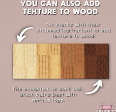 the instructions for how to use wood textures in your furniture and home decor projects