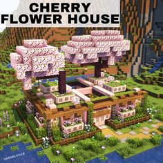 the cherry flower house is shown in this minecraft video game, and it's very