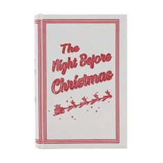 the night before christmas book with santa's sleighs on red lettering