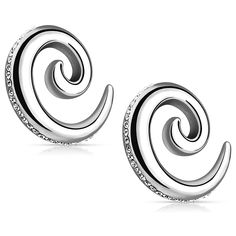 PRICES MAY VARY. STYLE: CZ Crystal Paved Spiral Taper Plugs MATERIAL: 316L surgical steel and cubic zirconia crystals SIZES AVAILABLE: from 8GA (3mm) to 0GA (8mm) SOLD AS A PAIR Spiral Septum Piercing, Spiral Septum, Dermal Piercing Jewelry, Owl Earrings Studs, Raven Necklace, Jewelry Board, Dermal Piercing, Cute Piercings, Jewelry Tattoo