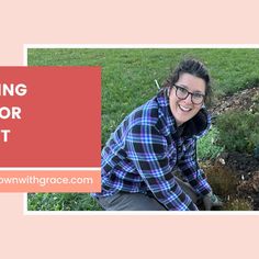 a woman kneeling down next to a tree with the words gardening tips for beginners