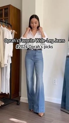 Everyday Outfits Fall, Flare Jeans Outfit, High Waisted Wide Leg Jeans, Wide Legged Jeans, Denim Trousers, Fashion Over 50, Business Casual Outfits, Wide Leg Denim, All Colors