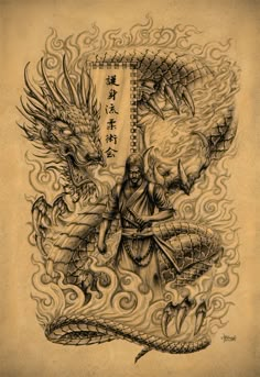 Samurai Dragon, Dragon Tattoo Meaning, Samurai Tattoo Design, Japanese Dragon Tattoos, Asian Tattoos, Samurai Tattoo, Dragon Tattoo Designs, Japanese Dragon, Japanese Tattoo Art