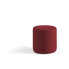 a red stool sitting on top of a white floor