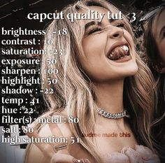 a woman laughing with her mouth open and the caption below reads, cappurt quality cut 3