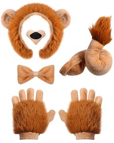 PRICES MAY VARY. Cute Lion Costume Set: you will receive 1 piece of lion headband, 1 piece of lion nose, 1 piece of lion tail, 1 piece of bow tie and 1 pair of lion gloves in one package, enough quantity to satisfy your different party decorative requirements, making you easily become the focus of the crowd Reliable and Quality Material: the lion costume accessories set is mainly made of flannel material, which is friendly to skin and comfortable to wear, not easy to fade or break, also is light Lion Fancy Dress, Lion Ears Headband, Lion Ears, Paw Gloves, Dress Up Party, Lion Costume, Pretty Halloween Costumes, Lion Paw, Fancy Dress Costume