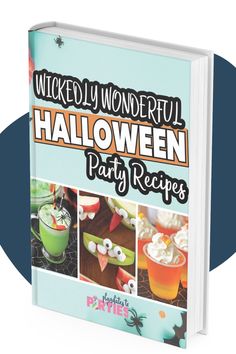 a book with pictures of halloween desserts and drinks on the cover, which reads, witches wonderful halloween party recipes