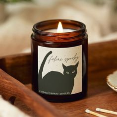 Halloween Candle Black Cat Feline Spooky - Kindred Fires Sketchy Illustration, Apothecary Style, Autumn Candle, Halloween Candle, Spooky Candles, Handwritten Script Font, Halloween Candles, Candle Business, A Black Cat