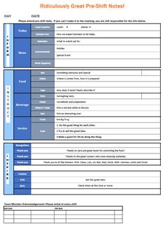 a printable work sheet for employees to do their job on the company's website