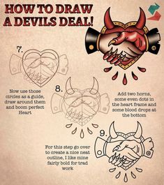 how to draw a devil's deal info sheet with instructions on how to draw it