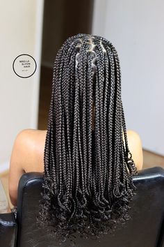 Plain Black Braids, Braids For Black Hair Curly Ends, Cute Braids For Mixed Women, Armpit Length Box Braids, Simple Black Braids, Knotless Box Braids Medium With Curls Shoulder Length, Black Long Braids Hairstyles, Small Braid Styles, Black Box Braids With Curls