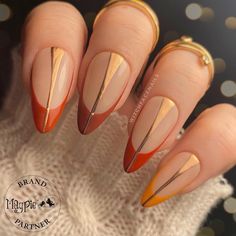 Maquillage Yeux Cut Crease, Unghie Nail Art, Press Ons, Orange Nails, Manicure Y Pedicure, Fancy Nails, Chic Nails, Dope Nails, Nail Polishes