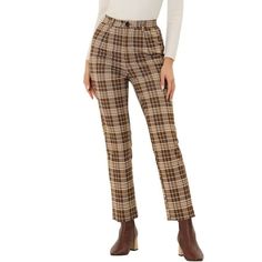 Classic plaid pants feature a straight fit leg for a relaxed vibe with work to weekend versatility. Casual tartan cropped pants, Simply add blouse and sneaker for chic and preppy look. This plaid high waist pants can show your casual style. With a zip and button fastening, these trousers sit at the point where style and practicality meet. The perfect Casual trousers, plaid and color is unique. It works perfectly together. Bolster your formal separates with an fashion plaids style. Style these tr Plaid Outfits, Work Trousers, Preppy Look, High Waist Pants, Plaid Fashion, Plaid Pants, Casual Trousers, Waist Pants, Women's Casual