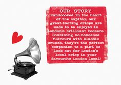 an old record player with a red heart on it next to a sign that reads our story hand - written in the heart of the capital,