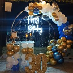 a 30th birthday party with balloons and decorations