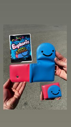 Ships immediately!  This is the Blue and Pink colorway (the best flavored one)  This wallet is handmade and amazing quality!  made with vegan leather  Has a nice amount of pocket space!  Also will arrive in this awesome packaging designed by me as well!  Thank you for supporting my work as an artist!  @EuphoricSupply Wallet Aesthetic, Gummy Worm, Unique Wallets, Handmade Wallet, Gummy Worms, Handmade Wallets, Best Wallet, Clip Wallet, Money Clip Wallet