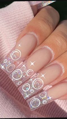 Irredescent Clear Nails, Acrylic Nails Zodiac Sign, Pick Acrylic Nail, Taurus Themed Nails, Intriquite Nail Designs, Trendy Acrylic Nail Designs 2023, Libra Zodiac Nails Design, Birthday Nails January, Capricorn Birthday Nails Acrylic