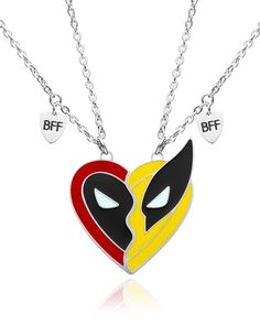 PRICES MAY VARY. 【Superhero BFF Necklace for 2】Dead-hero&wolf inspired matching friendship/couples necklace. these matching bestfriend necklace 2 feature interlocking half-heart designs adorned with superhero patterns, symbolizing the strength and unity of your friendship. 【Material】These friendship necklace 2 made of high-quality, durable, and hypoallergenic stainless steel, these necklaces will maintain their shine and resist tarnishing, ensuring long-lasting wear. 【Size】Half heart matching be Best Friend Jewelry For 2, Bf Necklaces, Couple Necklaces Matching, Friendship Necklaces For 2, Bff Necklaces For 2, Best Friend Necklaces For 2, Couples Necklace, Bff Necklace, Half Heart