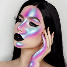 Uv Makeup, Makeup Zombie, Creative Halloween Makeup, Trash Party, Halloween Make-up Looks, Make Up Designs, Galaxy Makeup