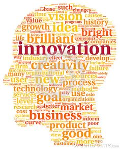 the word innovation is written in many different languages, including words such as business and information