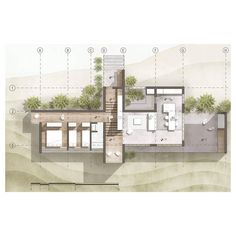 an architectural drawing of a house in the desert