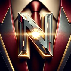 the letter n is surrounded by metallic letters