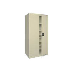 an empty metal cabinet on a white background