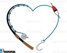 a heart shaped fishing rod with a fish on it