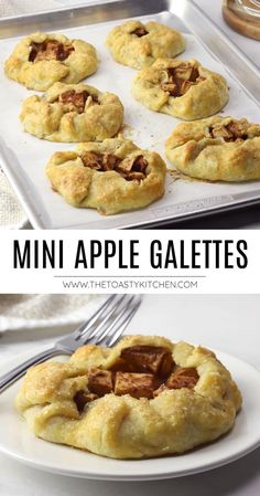 mini apple pies on a white plate