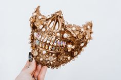 Festival Jewellery, Boho Crown, Festival Headpiece, Skeleton Costume, Costume Masks, Burning Man Festival, Gold Skull, Skull Mask, Rave Outfit