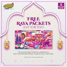 an advertisement for raya packets, with the text free raya packets just for you