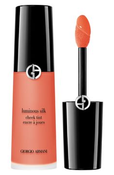 What it is: A lightweight liquid blush that instantly melts into skin for a luminous flush of color and a glowy look that lasts up to 12 hours.What it does: Micro-fil technology allows the pigmented blush formula to seamlessly build and blend into skin without looking patchy. How to use: Using the precision-tip applicator, apply one dot to the apples of the cheeks and blend using fingertips or brush for a natural flush of color. For a more sun-kissed look, apply two dots onto the high points of Giorgio Armani Makeup, Armani Luminous Silk, Armani Makeup, Giorgio Armani Luminous Silk, Giorgio Armani Beauty, Fixing Spray, Kajal Eyeliner, Blush On Cheeks, Cheek Tint