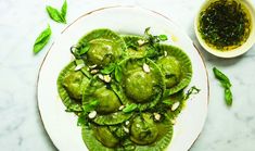 Creamy Vegan Spinach Ravioli With Cashew Cheese Filling | VegNews Italian Ravioli, Vegan Ravioli, Vegan Mediterranean, Comfort Recipes, Spinach Ravioli, Stuffed Shells Ricotta, Vegan Spinach, Vegan Guide, Cashew Cheese