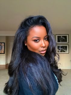 Yaki Hairstyles, Pressed Natural Hair, Silk Press Natural Hair, Relaxed Hair, Aesthetic Hair, Gorgeous Hair