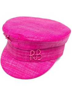 fucsia pink straw/cotton embroidered logo to the front flat peak bumper brim Paper Boy Hat, Pink Beret, Baker Boy Cap, Barbie Wardrobe, Baker Boy Hat, Baker Boy, Boy Hat, Cloche Hat, Pink Hat