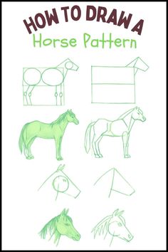 how to draw a horse pattern for children's books and crafts, with instructions