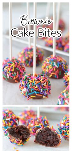 chocolate cake bites with sprinkles on them