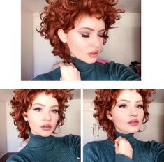 Red Curly Hair, Curly Hair Updo, Shorter Hair, Curly Hair Styles Easy, Flat Hair, Curly Hair Inspiration, Penteado Cabelo Curto