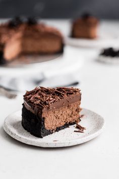 a slice of chocolate cake on a plate