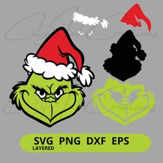 the grin face with santa hat svg dxf eps file for cricut