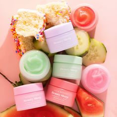 An overnight lip mask formulated with clean and vegan ingredients like castor seed oil and shea butter that hydrate, soothe, and nourish lips. Watermelon Cake Birthday, Birthday Cake Flavors, Watermelon Birthday, Flavored Oils, Foot Cream, Lip Hydration, Body Cleanser, Lip Mask, Skin Care Treatments