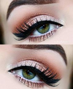 Champagne & Orange Makeup Look Make Up Mata, Koleksi Makeup, Neutral Eye Makeup, Wedding Hairstyles And Makeup, Red Eye Makeup, Pretty Eye Makeup, Makeup Looks For Green Eyes, Orange Makeup