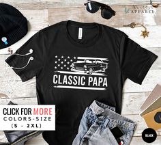 a black shirt with the words classic papa on it