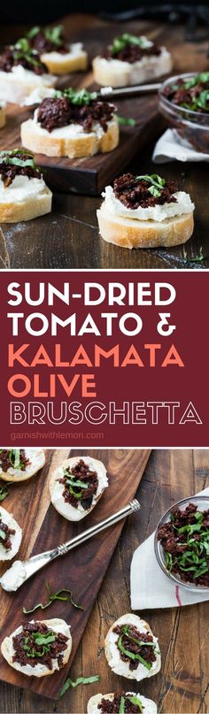 sundried tomato and kale matata olive bruschetta on bread