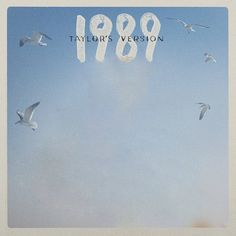 a group of birds flying through a blue sky with the words 1989 written on it