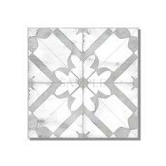 a white and grey tile with an intricate design