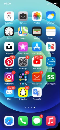 an iphone screen with various icons on it