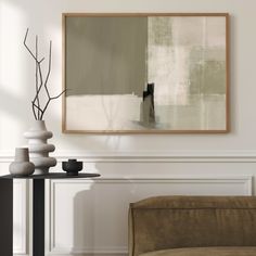 Kairos - Olive - AureousHome Olive Living Room, Living Room Large Wall, Painting Above Bed, Art Above Couch, Abstract Art Projects, Neutral Artwork, Art Above Bed, Minimal Painting, Above Bed Decor